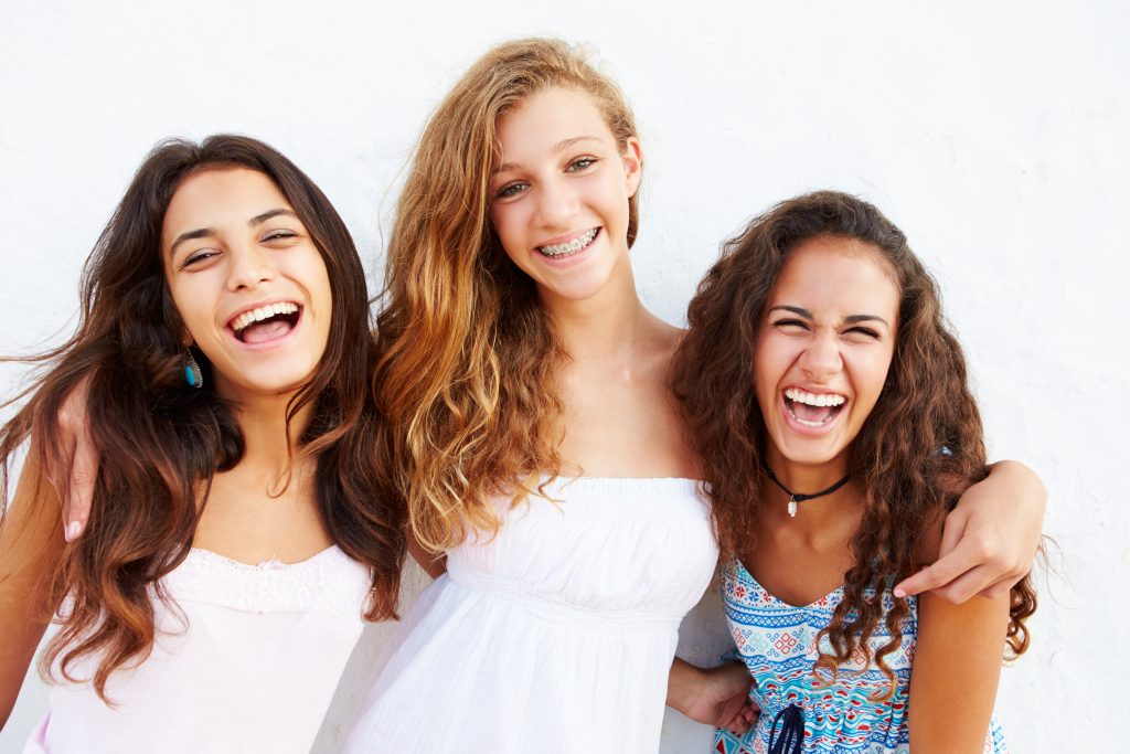 Teen girls with braces